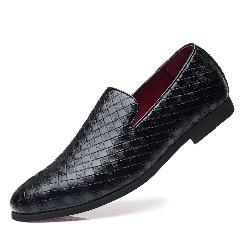 Men’s Loafers Woven Leather Slip-On Shoes