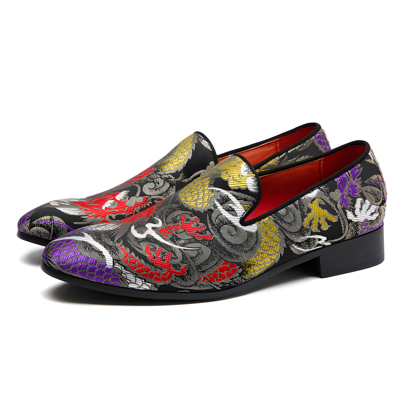 Men's Loafers Elegant Embroidered Jacquard