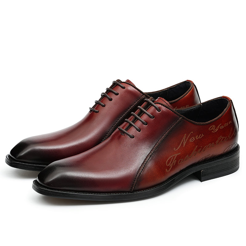 Men's Oxford Shoes Letter-Embossed Dress Shoes