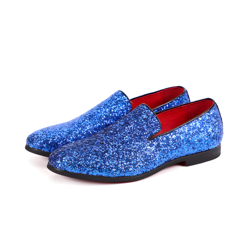 Men's Glitter Loafers Dazzling Slip-On Dress Shoes