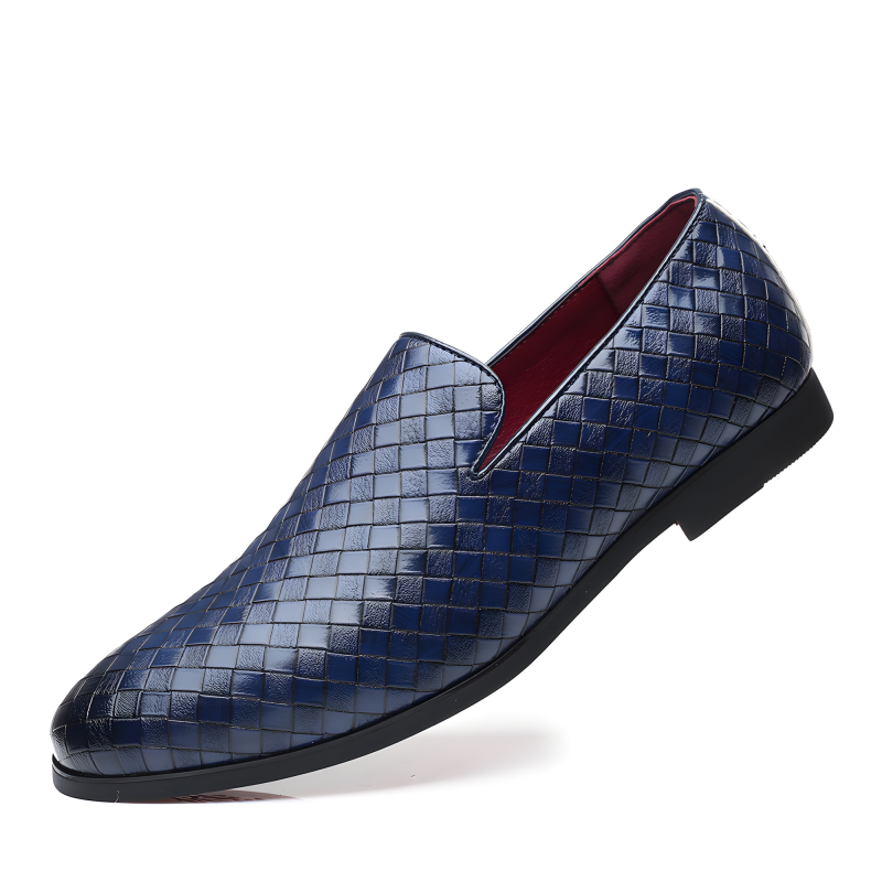 Men’s Loafers Woven Leather Slip-On Shoes