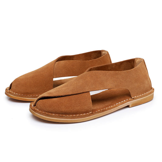 Men's Cross-Strap Sandals: Textured Surface & Minimalist Design