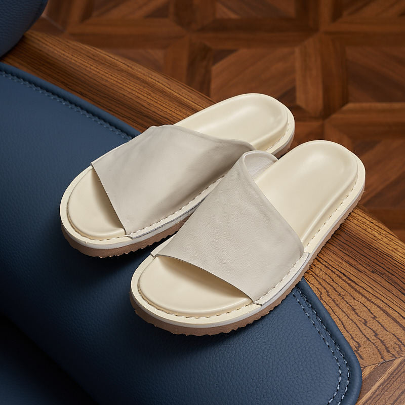 Men's Leather Slide Sandals Minimalist Style