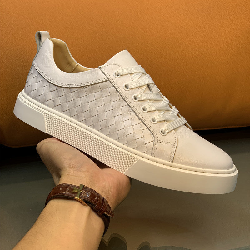 Men's Woven Panel Sneakers: Contrast Sole & Modern Textured Design