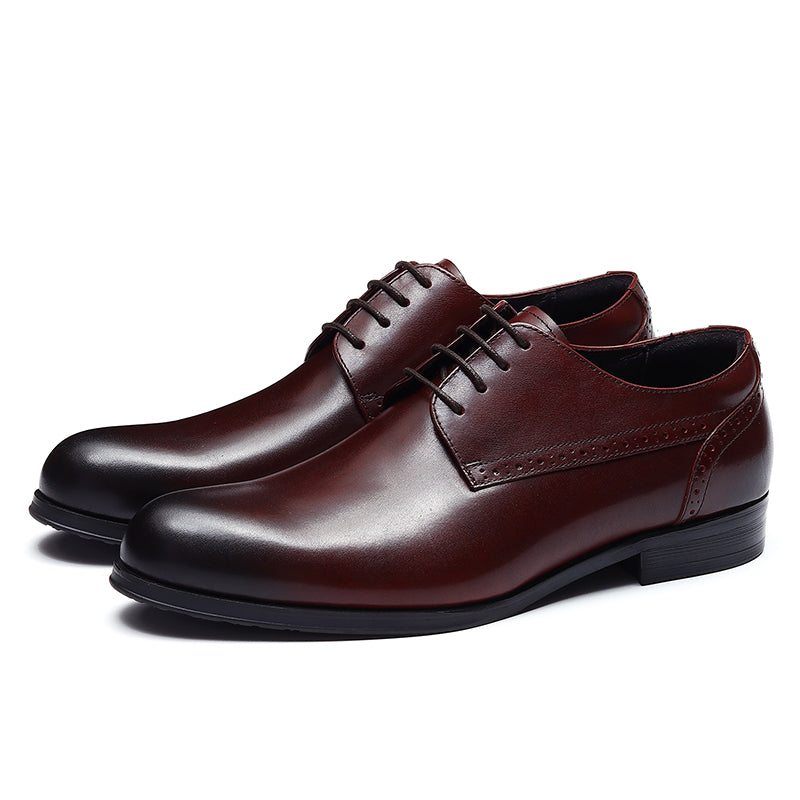 Men's Classic Derby Shoes Polished Leather & Decorative Stitching