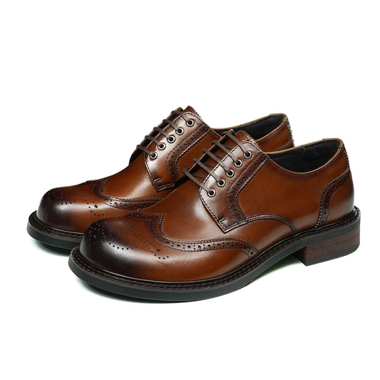 Men's Architectural Derby: Bold Silhouette & Artisan Brogue Legacy