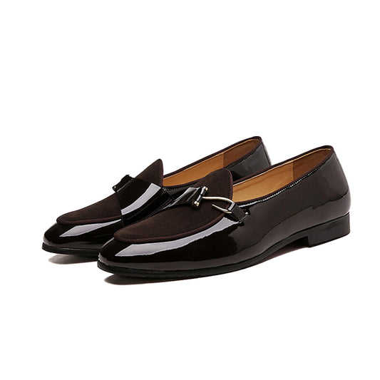 Men's Loafers Dual-Material Patent Leather