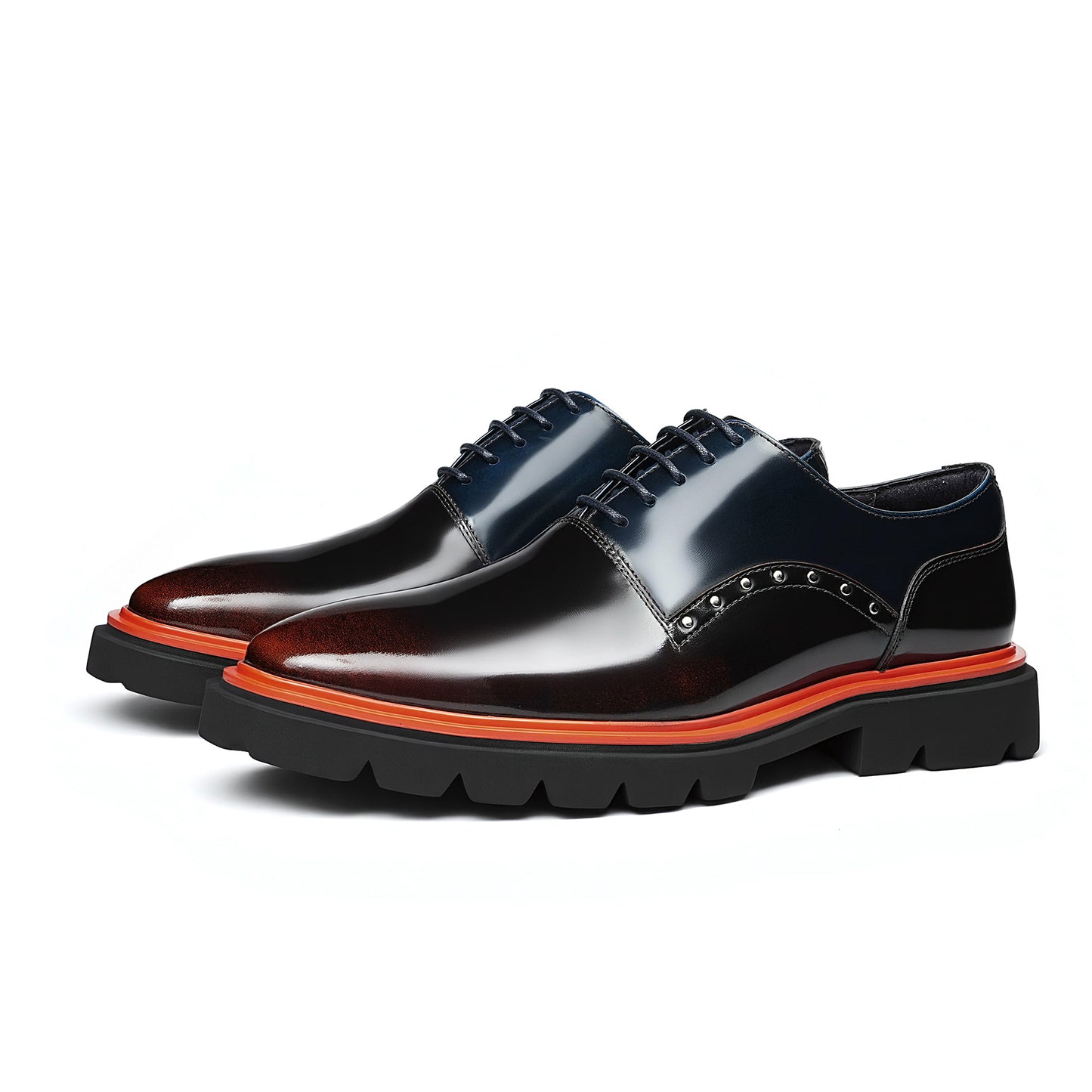 Men's Oxford Shoes: Contrast Accent & Platform Sole Design
