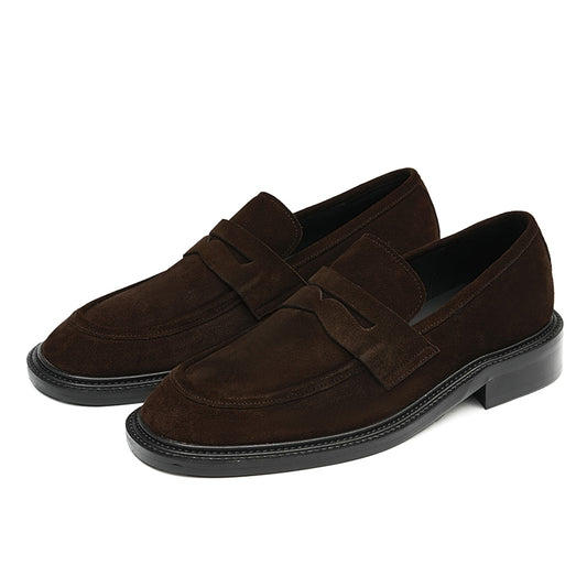 Men's Suede Loafers Slip-On Comfort & Textured Rubber Sole