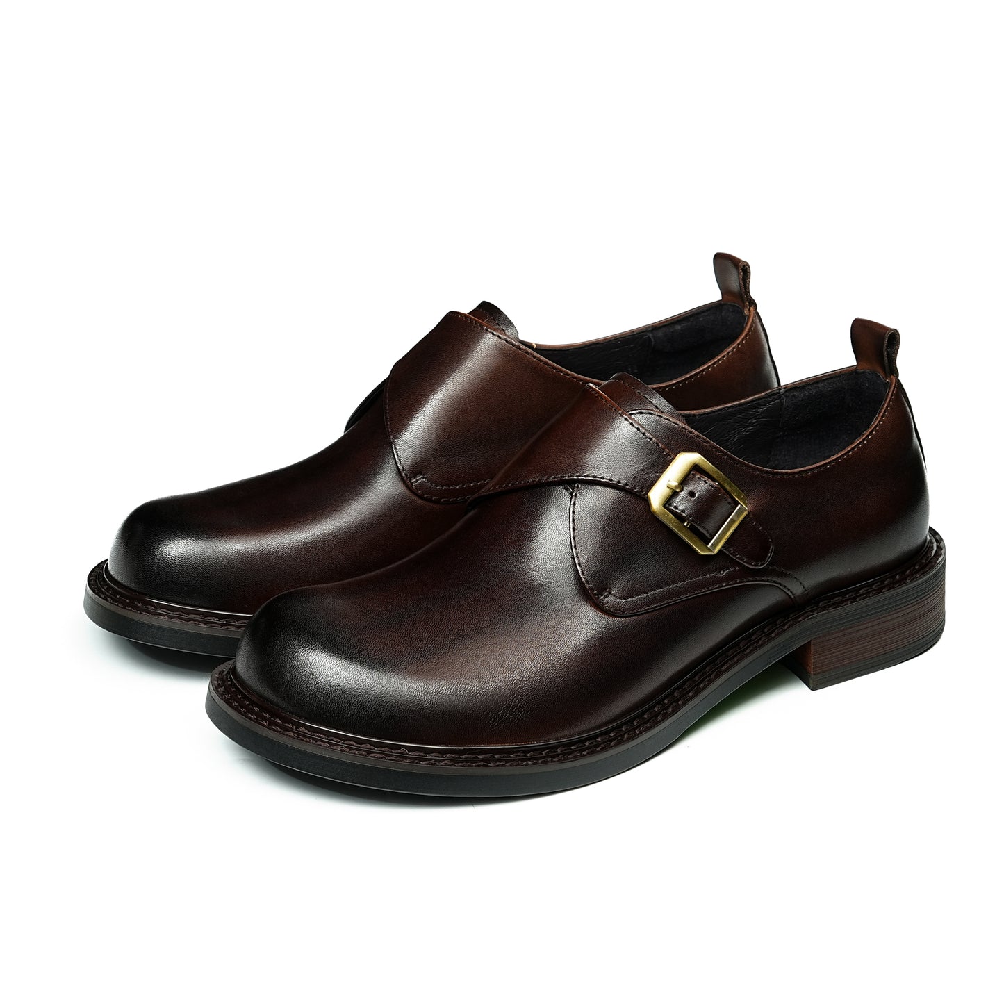 Men's Spacious Toe Monk Strap Shoes: Refined Hardware & Elevated Comfort