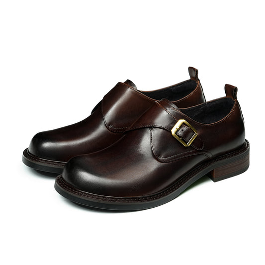Men's Spacious Toe Monk Strap Shoes: Refined Hardware & Elevated Comfort