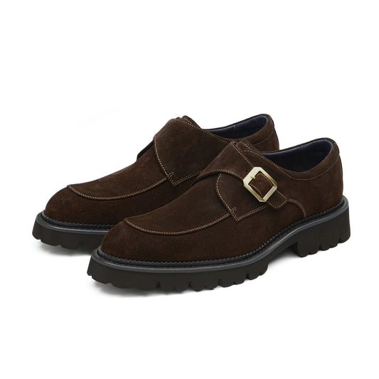 Men's Suede Monk Strap Shoes: Textured Comfort & Terrain-Adaptive Foundation