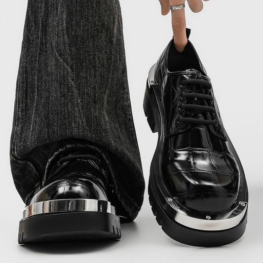 Men's Derby Shoes - Textured Uppers Metal Accents & Rugged Soles