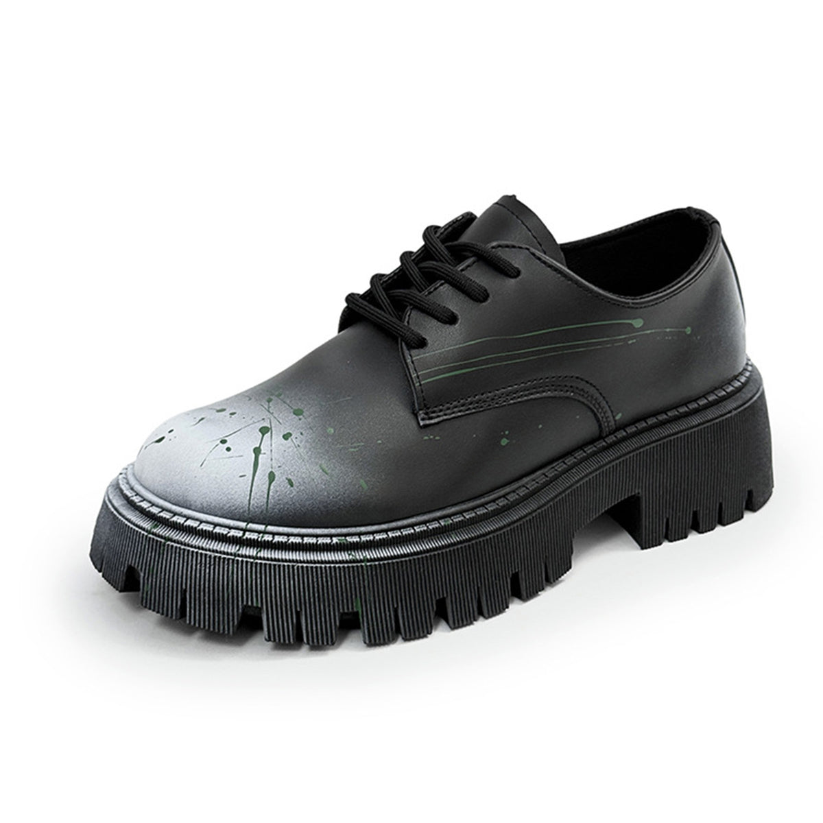 Men's Artistic Derby Shoes | with Chunky Lug Sole & Brushstroke Detail