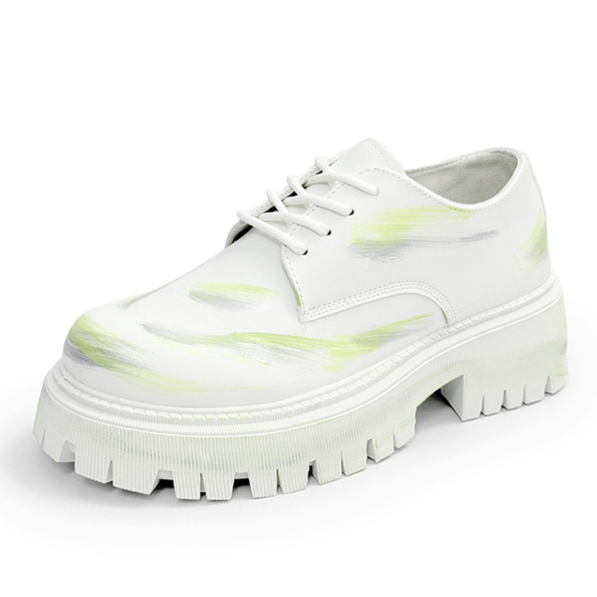 Men's Artistic Derby Shoes | with Chunky Lug Sole & Brushstroke Detail