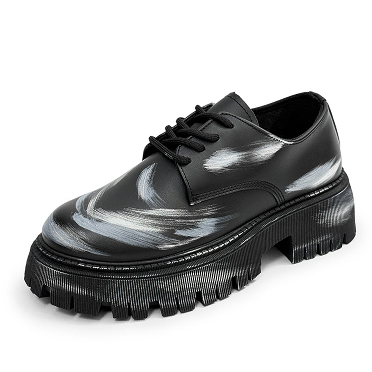 Men's Artistic Derby Shoes | with Chunky Lug Sole & Brushstroke Detail